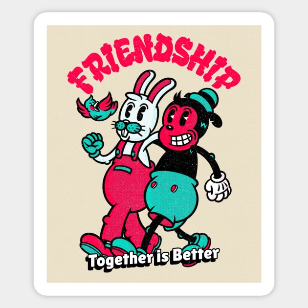 Best Friends BFF Vintage Cartoon Character Sticker by Tip Top Tee's